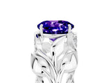 White gold Round Cut Solitaire Leaf-Inspired Engagement Ring with Prong Setting_5