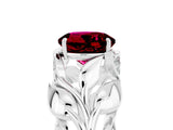White gold Round Cut Solitaire Leaf-Inspired Engagement Ring with Prong Setting_5