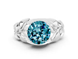 White gold Round Cut Solitaire Leaf-Inspired Engagement Ring with Prong Setting