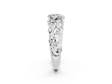 White gold Round Cut Solitaire Moissanite Leaf-Inspired Vine Band Ring with Prong Setting_2