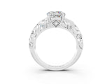 White gold Round Cut Solitaire Moissanite Leaf-Inspired Vine Band Ring with Prong Setting_3
