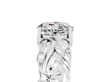 White gold Round Cut Solitaire Moissanite Leaf-Inspired Vine Band Ring with Prong Setting_5