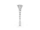 White gold Round Cut Solitaire Moissanite Ring with Pave Band and Four-Prong Setting_2