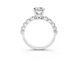White gold Round Cut Solitaire Moissanite Ring with Pave Band and Four-Prong Setting_3