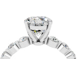 White gold Round Cut Solitaire Moissanite Ring with Pave Band and Four-Prong Setting_4