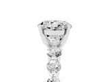 White gold Round Cut Solitaire Moissanite Ring with Pave Band and Four-Prong Setting_5