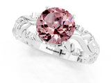 White gold Round Cut Solitaire Morganite Leaf-Inspired Vine Band Ring with Prong Setting_1