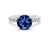 White gold Round Cut Solitaire Pave Diamond Engagement Ring with Four-Prong Setting_12