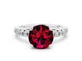 White gold Round Cut Solitaire Pave Diamond Engagement Ring with Four-Prong Setting_12
