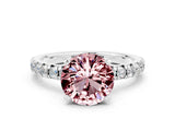 White gold Round Cut Solitaire Pave Diamond Engagement Ring with Four-Prong Setting_12