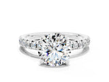 White gold Round Cut Solitaire Pave Diamond Engagement Ring with Four-Prong Setting_12