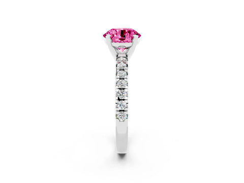 White gold Round Cut Solitaire Pave Diamond Engagement Ring with Four-Prong Setting_14