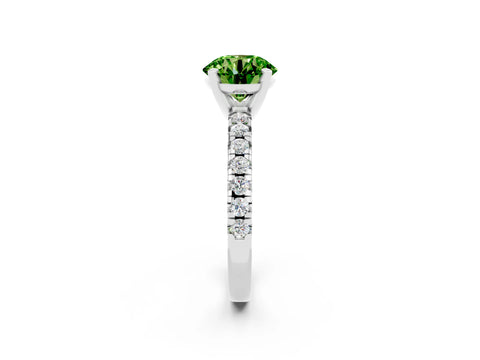 White gold Round Cut Solitaire Pave Diamond Engagement Ring with Four-Prong Setting_14
