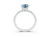 White gold Round Cut Solitaire Pave Diamond Engagement Ring with Four-Prong Setting_15