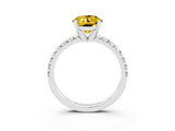 White gold Round Cut Solitaire Pave Diamond Engagement Ring with Four-Prong Setting_15