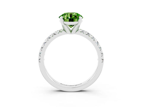 White gold Round Cut Solitaire Pave Diamond Engagement Ring with Four-Prong Setting_15