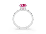 White gold Round Cut Solitaire Pave Diamond Engagement Ring with Four-Prong Setting_15