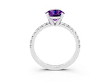 White gold Round Cut Solitaire Pave Diamond Engagement Ring with Four-Prong Setting_15