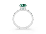 White gold Round Cut Solitaire Pave Diamond Engagement Ring with Four-Prong Setting_15