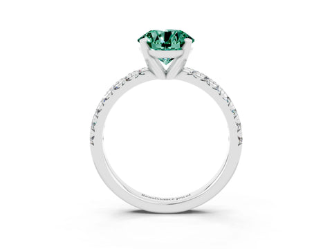 White gold Round Cut Solitaire Pave Diamond Engagement Ring with Four-Prong Setting_15
