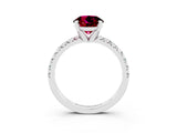 White gold Round Cut Solitaire Pave Diamond Engagement Ring with Four-Prong Setting_15