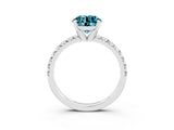 White gold Round Cut Solitaire Pave Diamond Engagement Ring with Four-Prong Setting_15
