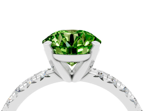 White gold Round Cut Solitaire Pave Diamond Engagement Ring with Four-Prong Setting_16