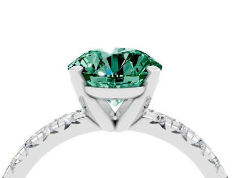 White gold Round Cut Solitaire Pave Diamond Engagement Ring with Four-Prong Setting_16
