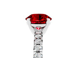 White gold Round Cut Solitaire Pave Diamond Engagement Ring with Four-Prong Setting_17