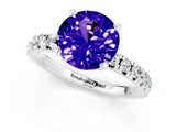 White gold Round Cut Solitaire Pave Diamond Engagement Ring with Four-Prong Setting_1