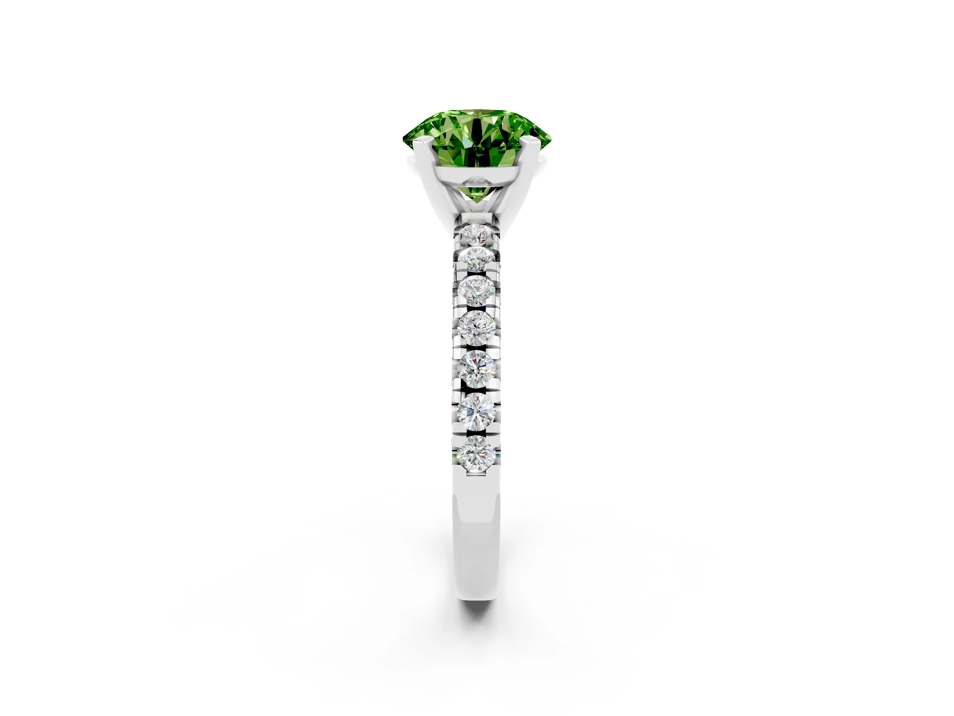 White gold Round Cut Solitaire Pave Diamond Engagement Ring with Four-Prong Setting_2