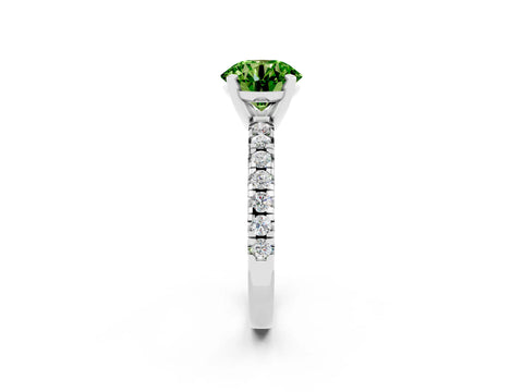 White gold Round Cut Solitaire Pave Diamond Engagement Ring with Four-Prong Setting_2