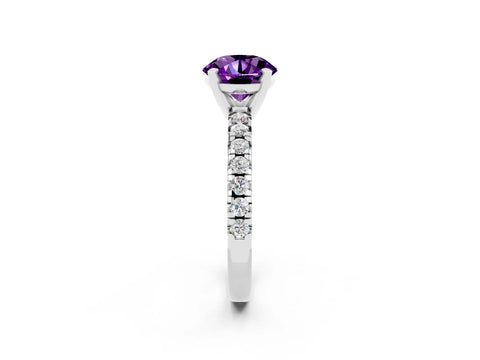 White gold Round Cut Solitaire Pave Diamond Engagement Ring with Four-Prong Setting_2