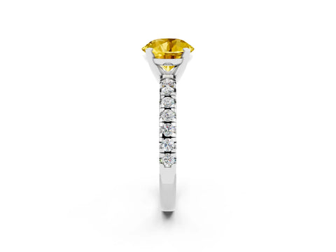White gold Round Cut Solitaire Pave Diamond Engagement Ring with Four-Prong Setting_2