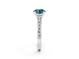White gold Round Cut Solitaire Pave Diamond Engagement Ring with Four-Prong Setting_2