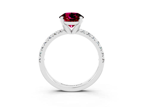 White gold Round Cut Solitaire Pave Diamond Engagement Ring with Four-Prong Setting_3