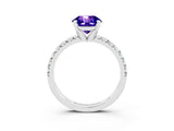 White gold Round Cut Solitaire Pave Diamond Engagement Ring with Four-Prong Setting_3
