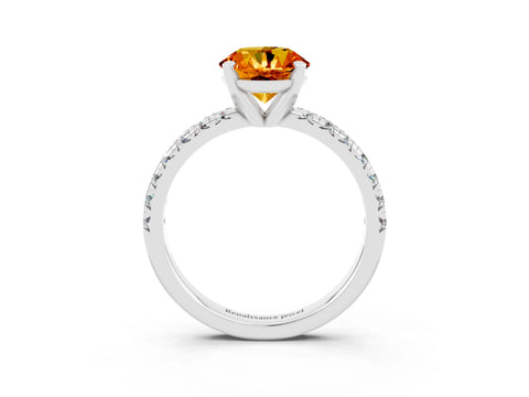 White gold Round Cut Solitaire Pave Diamond Engagement Ring with Four-Prong Setting_3