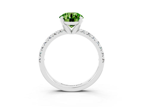 White gold Round Cut Solitaire Pave Diamond Engagement Ring with Four-Prong Setting_3