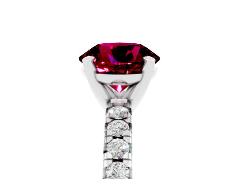 White gold Round Cut Solitaire Pave Diamond Engagement Ring with Four-Prong Setting_5
