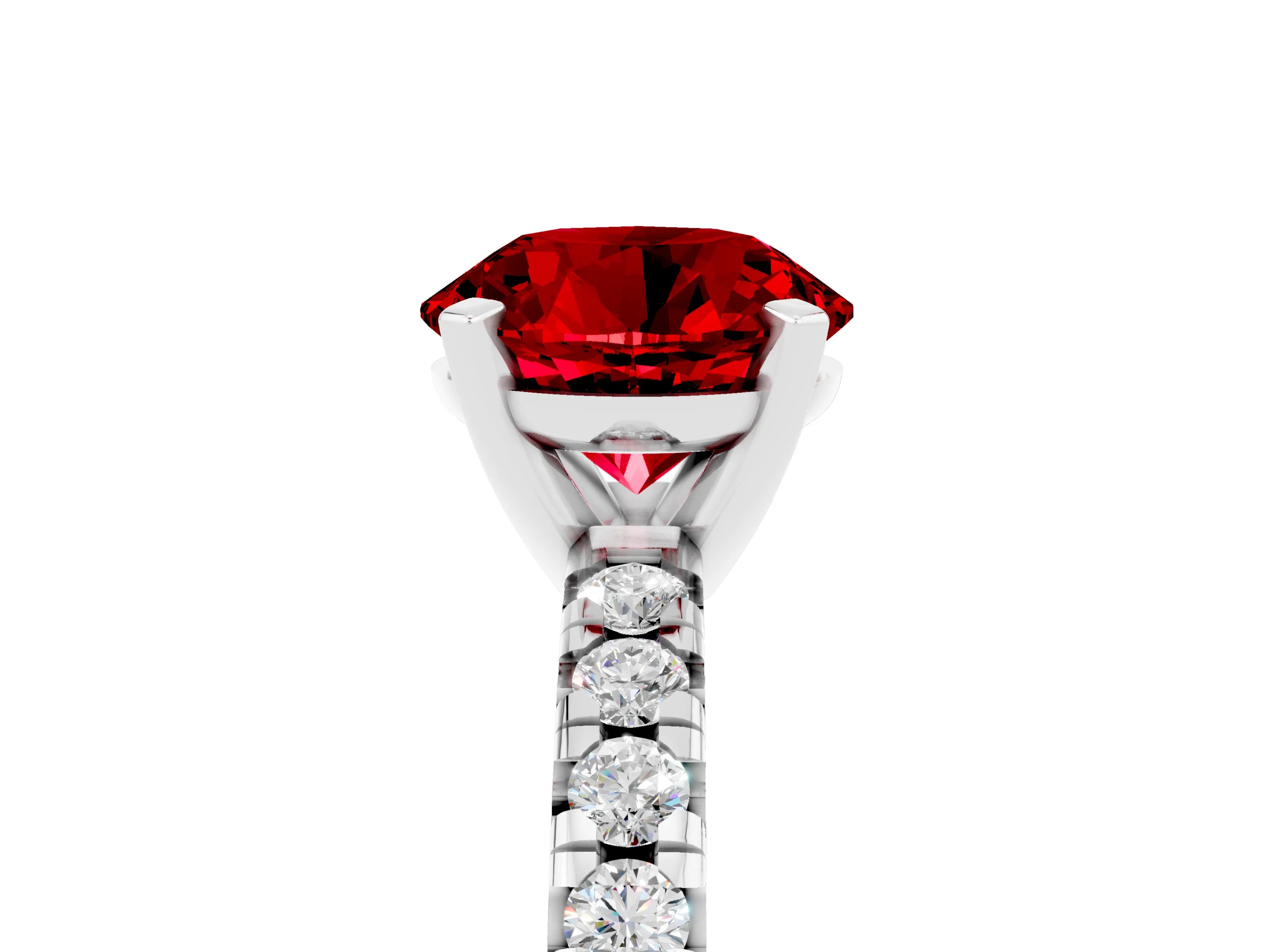 White gold Round Cut Solitaire Pave Diamond Engagement Ring with Four-Prong Setting_5