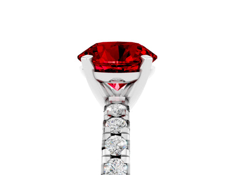 White gold Round Cut Solitaire Pave Diamond Engagement Ring with Four-Prong Setting_5