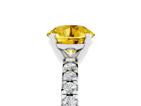 White gold Round Cut Solitaire Pave Diamond Engagement Ring with Four-Prong Setting_5