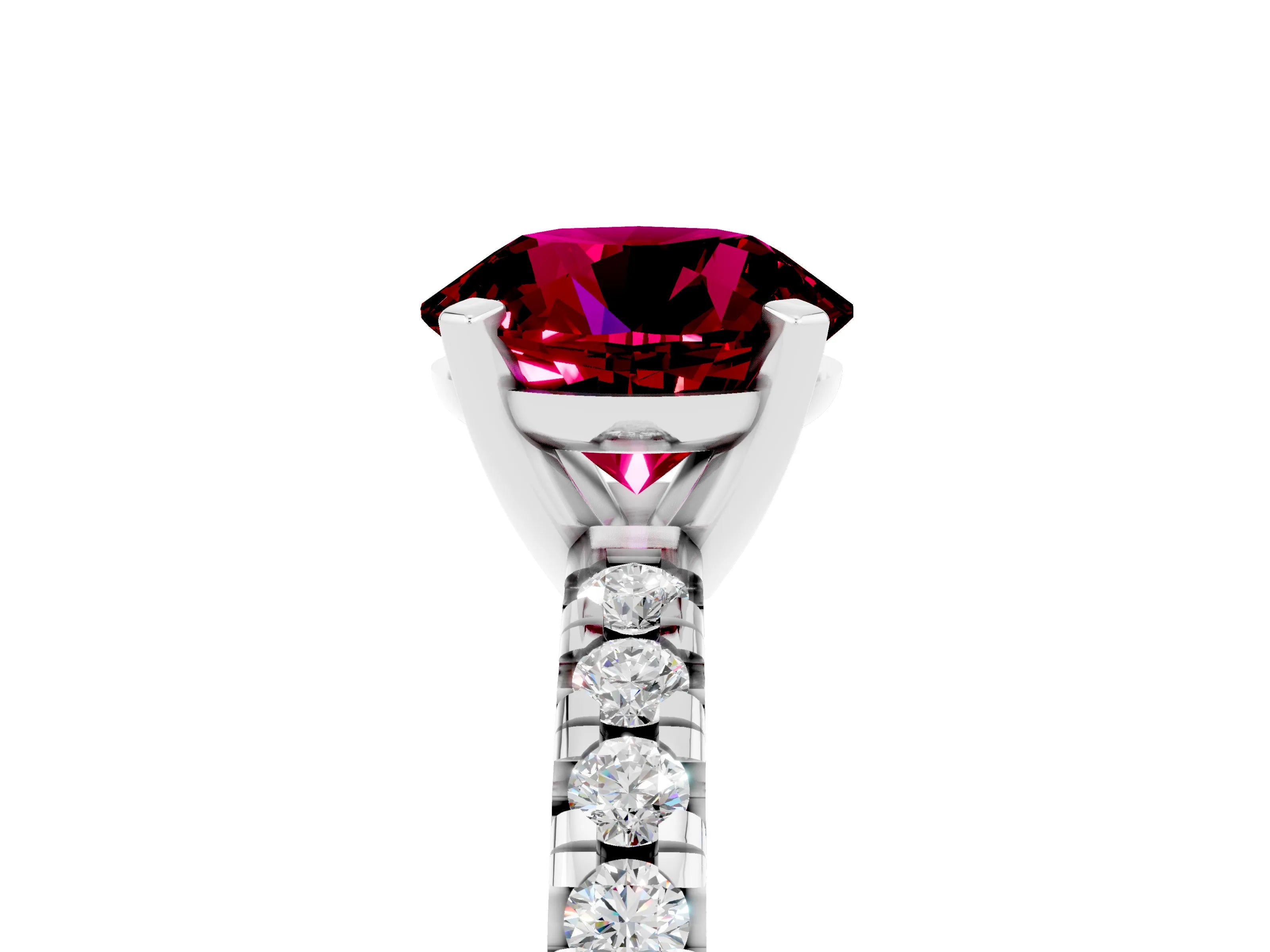 White gold Round Cut Solitaire Pave Diamond Engagement Ring with Four-Prong Setting_5