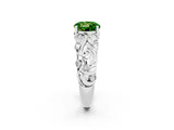 White gold Round Cut Solitaire Peridot Leaf-Inspired Vine Band Ring with Prong Setting_2