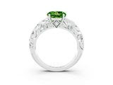 White gold Round Cut Solitaire Peridot Leaf-Inspired Vine Band Ring with Prong Setting_3