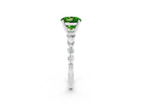 White gold Round Cut Solitaire Peridot Ring with Pave Band and Four-Prong Setting_2