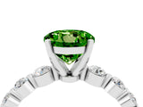 White gold Round Cut Solitaire Peridot Ring with Pave Band and Four-Prong Setting_4