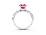 White gold Round Cut Solitaire Pink Sapphire Ring with Pave Band and Four-Prong Setting_27