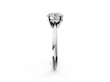 White gold Round Cut Solitaire Ring with Four-Prong Setting on a Classic Band_111